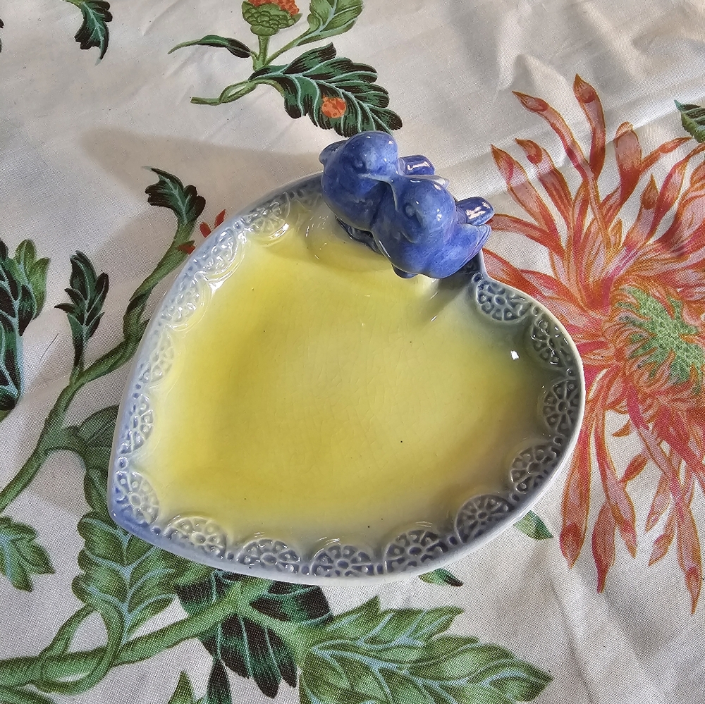Vintage Royal Copley Lovebirds Trinket Dish